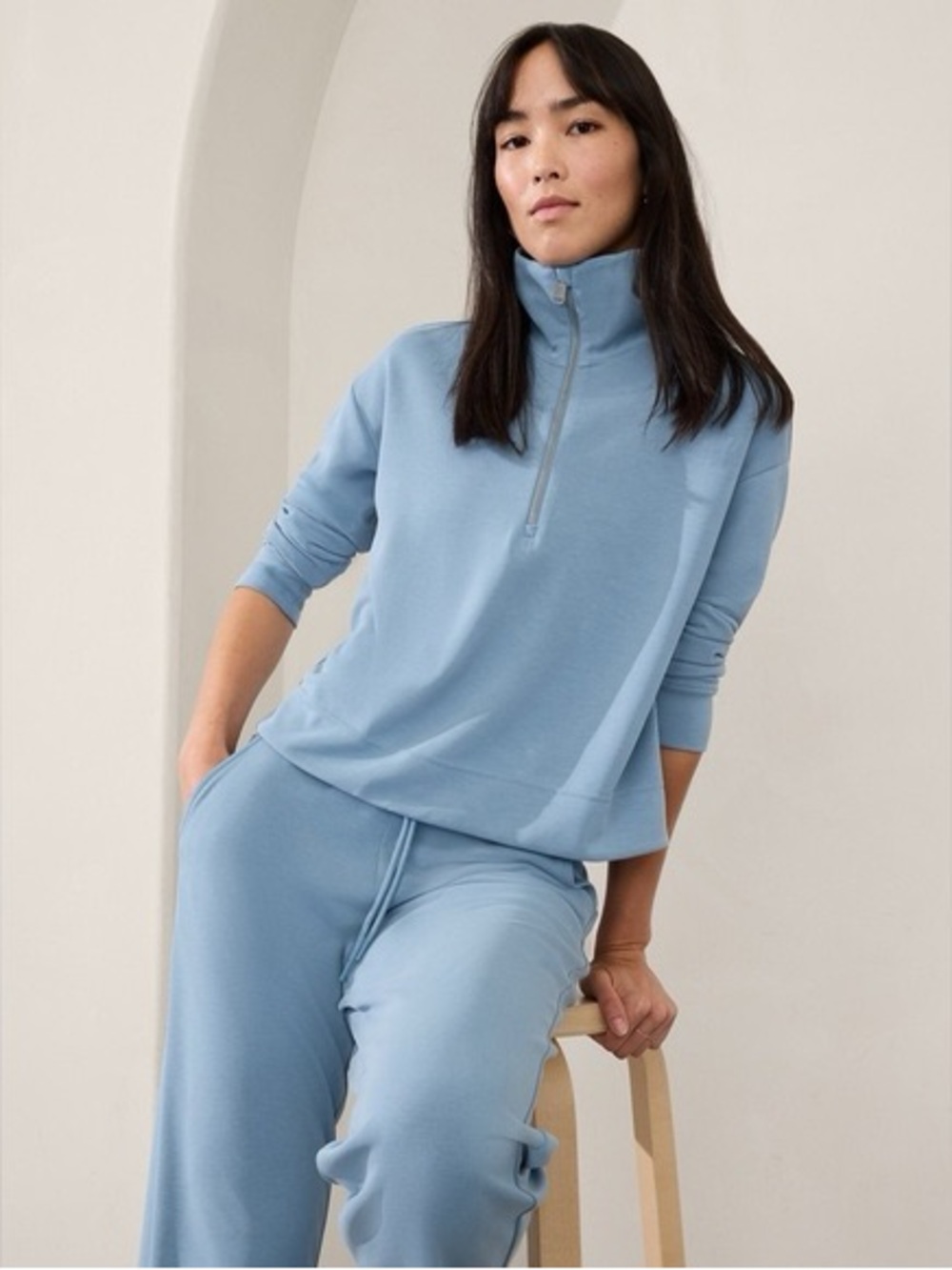 Athleta Seasoft Quarter Zip Blue S